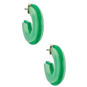 Ettika Hoop Earrings Green 18K Gold Plated Bold Wok Office Everyday Casual